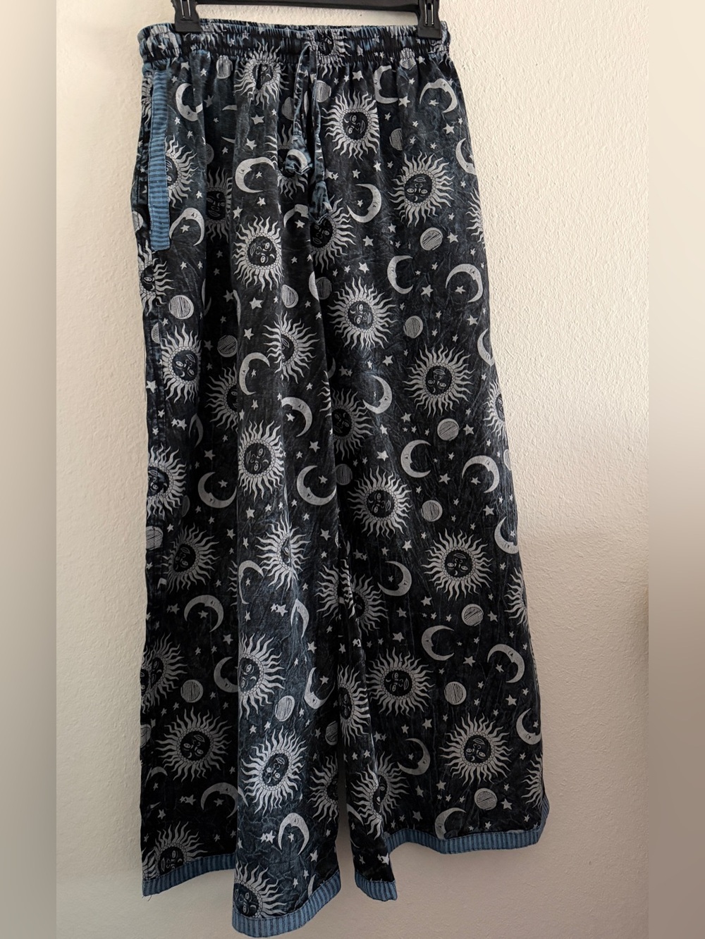 Rising International Pants Wide Leg Pull On Sun Moon Celestial Hippie Goth